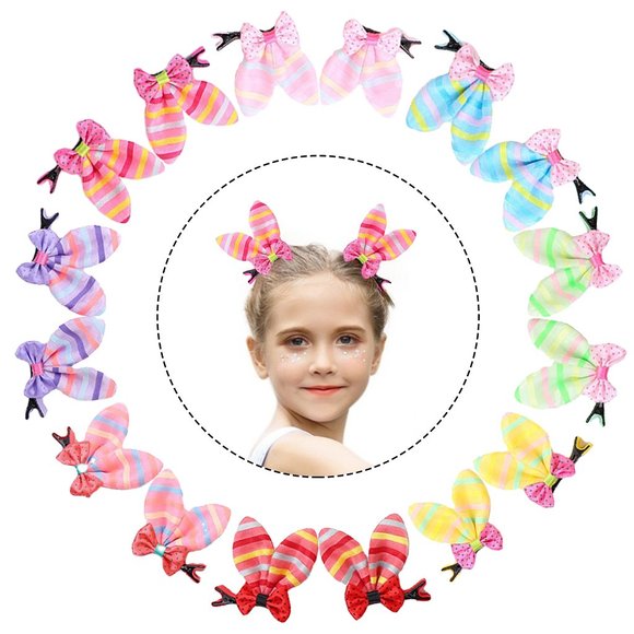 Yvelle Other - Brand New-Bunny Hair Clips Variety Pack,16 pcs-Cute Striped Bunny Rabbit